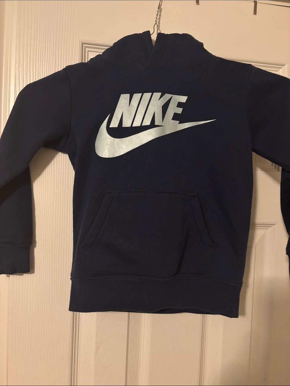 Nike Kids Navy Hoodie with Silver Swoosh